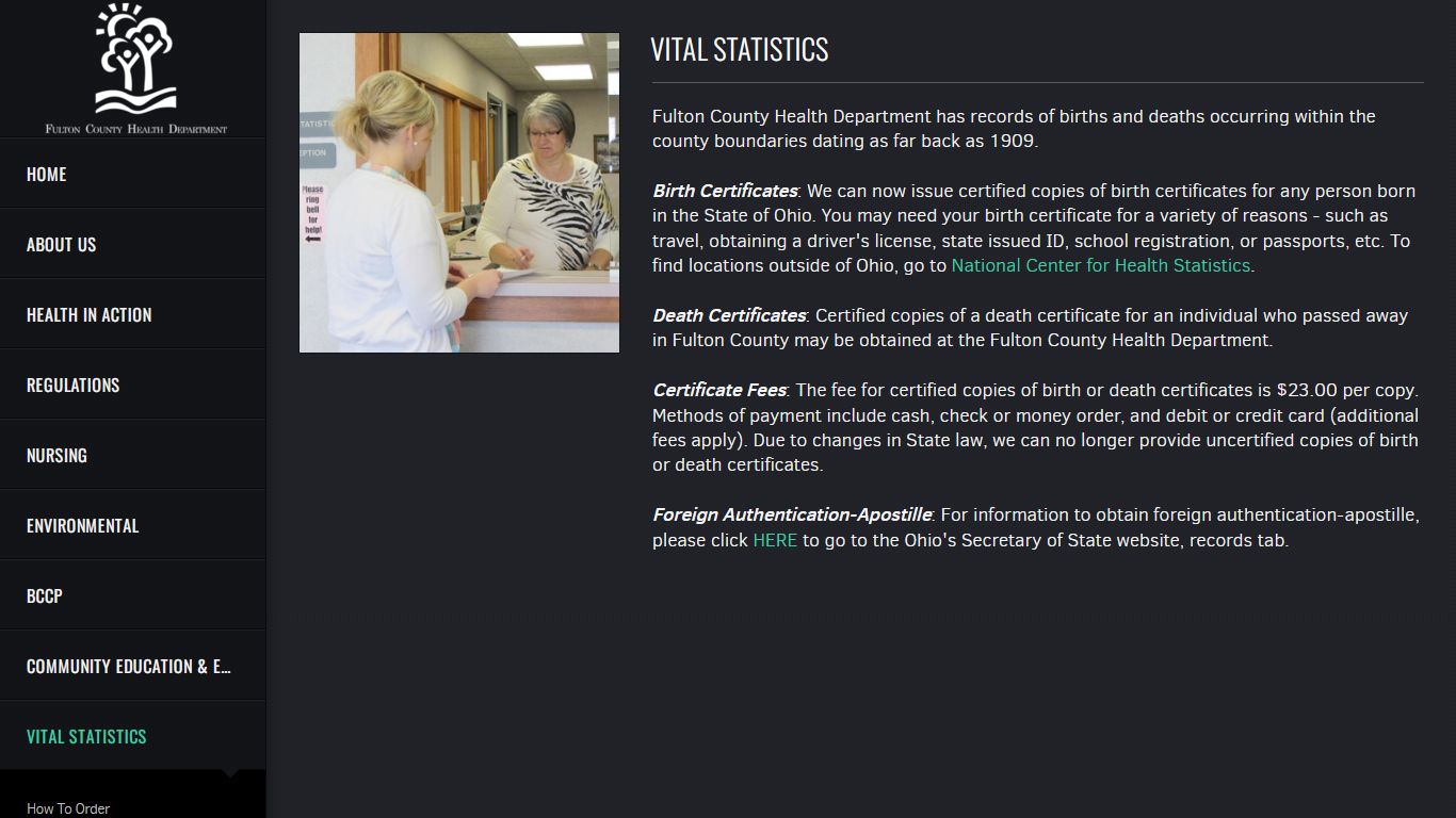 Fulton County Health Department | Vital Statistics
